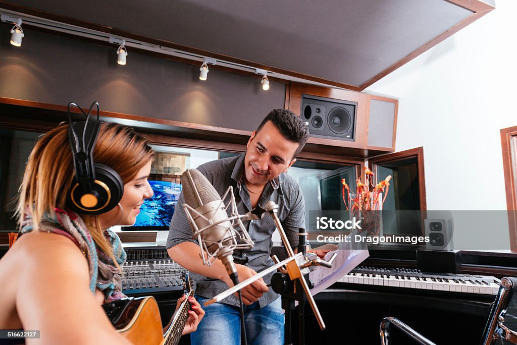 Arbeiten im Tonstudio - Lizenzfrei Aufnahmestudio Stock-Foto