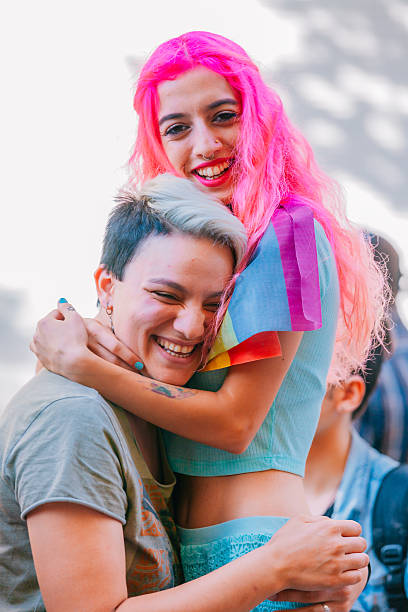 istock Young lesbian couple during the protest 516622418
