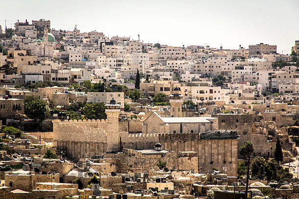 Cave of the Patriarchs A view of the Cave of the Patriarchs in Hebron leath stock pictures, royalty-free photos & images