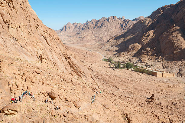 istock Hikers descending Mount Sinai to St. Catherine's Monastery 516623012