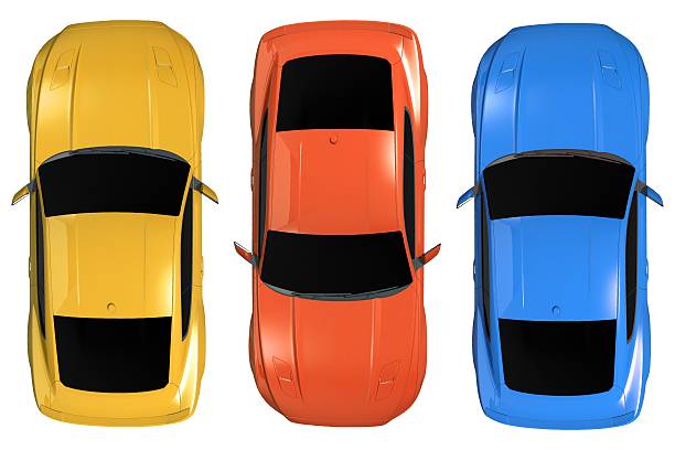 Metallic orange sports car isolated on black background. 3D rendering image with clipping path.