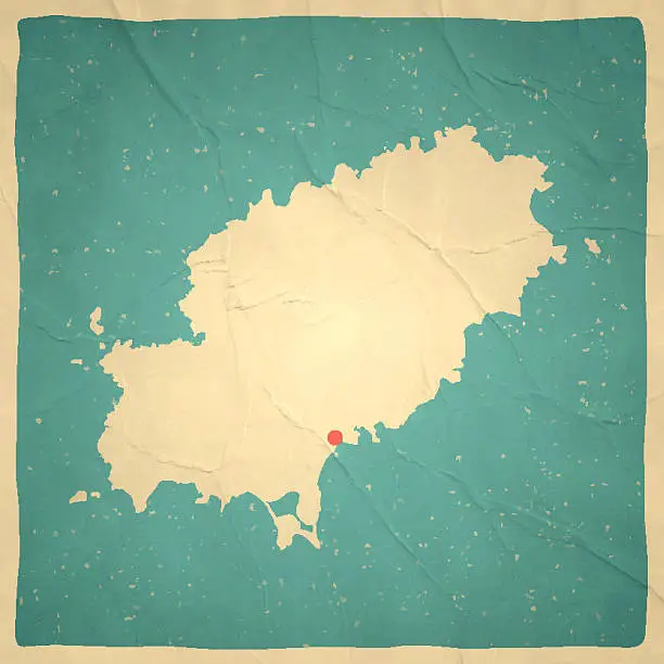 Vector illustration of Ibiza Map on old paper - vintage texture