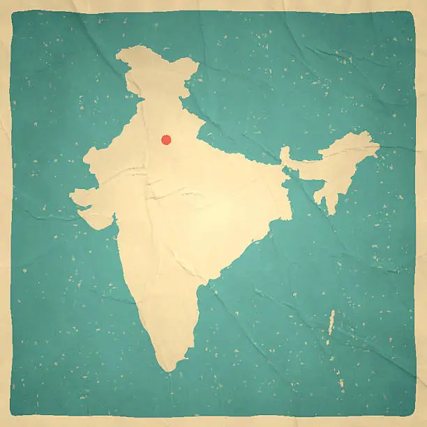 Vector illustration of India Map on old paper - vintage texture