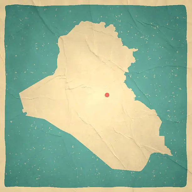 Vector illustration of Iraq Map on old paper - vintage texture