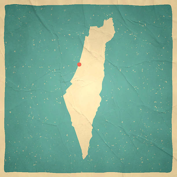 израиль карты на старой бумаги с винтажные текстуры - israel map cartography jerusalem stock illustrations