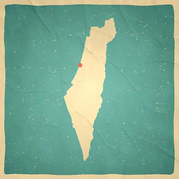 Vector illustration of Israel Map on old paper - vintage texture