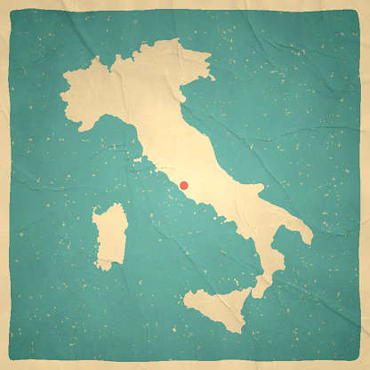 Map of Italy with a retro style, a vintage effect on an old textured paper.