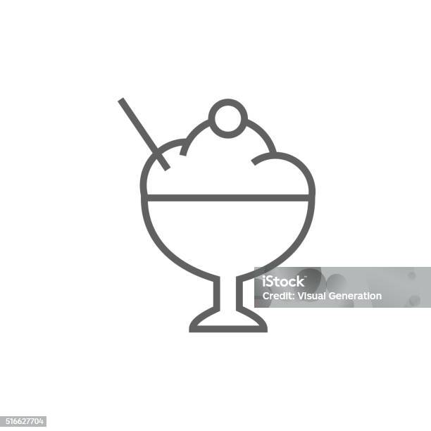 Cup Of Ice Cream Line Icon Stock Illustration - Download Image Now - Art, Art And Craft, Candy