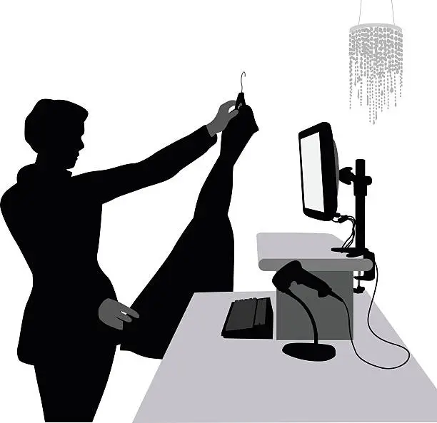 Vector illustration of Cashier At The Till Silhouette