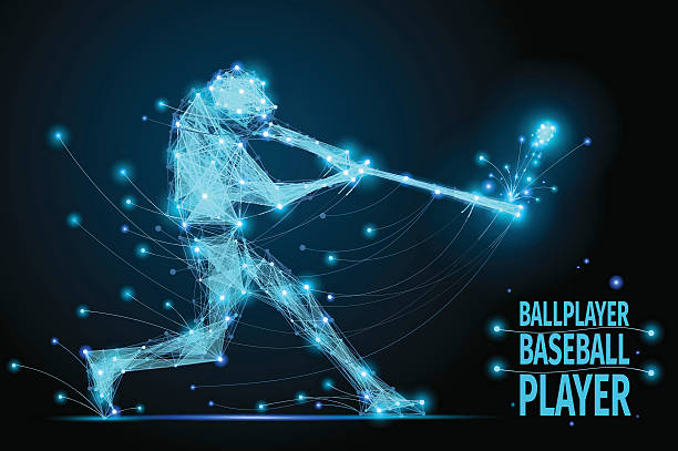 illustrazioni stock, clip art, cartoni animati e icone di tendenza di giocatore di baseball baseball poligonale - art painted image ball baseball
