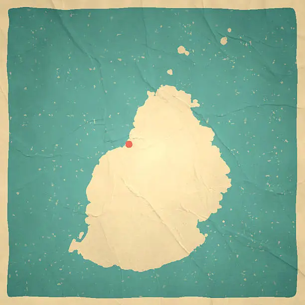 Vector illustration of Mauritius Map on old paper - vintage texture