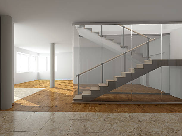 Modern staircase rendering stock photo