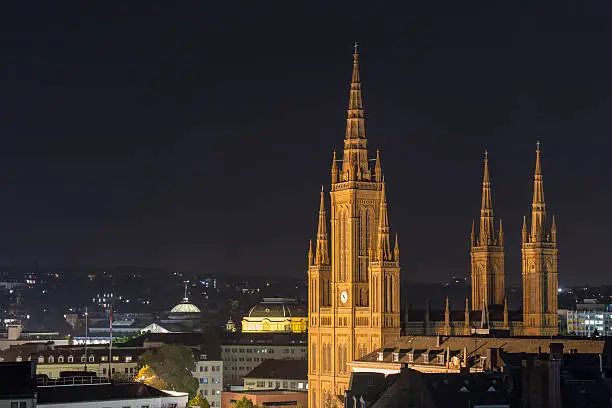 market church wiesbaden at night