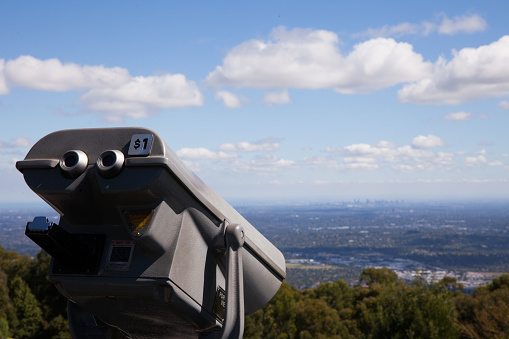 This is the look out point at Mt Dandenong, looking west towards Melbourne city, Australia.