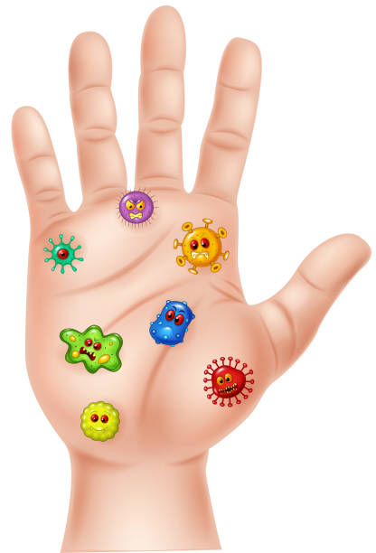 istock Cartoon illustration of dirty hand with germ 516633484