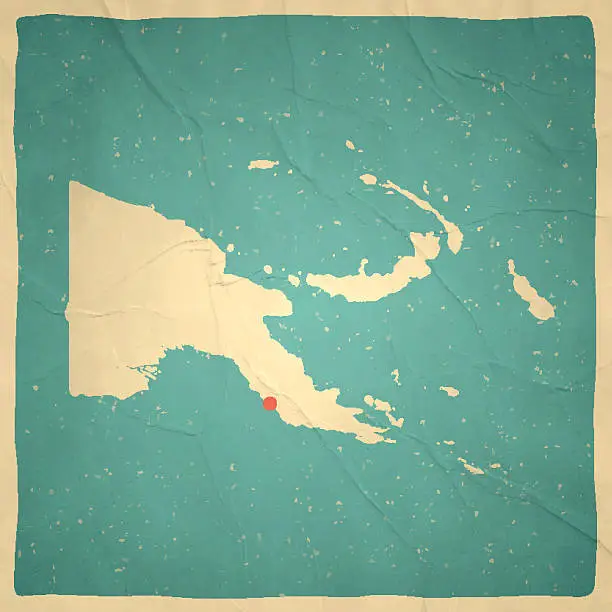 Vector illustration of Papua New Guinea Map on old paper - vintage texture