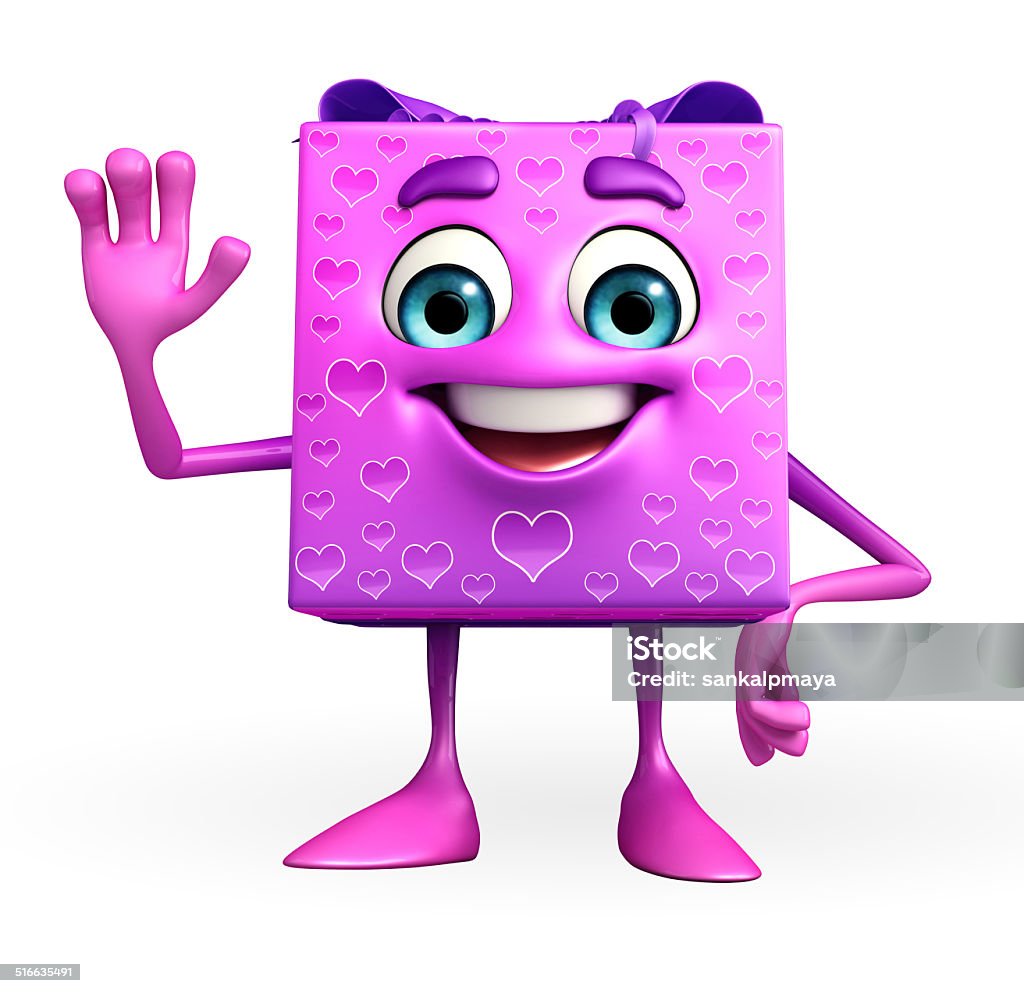 Gift Box Character With Hello Pose Stock Photo - Download Image Now -  Beauty In Nature, Birthday, Birthday Present - iStock