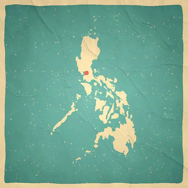 Vector illustration of Philippines Map on old paper - vintage texture