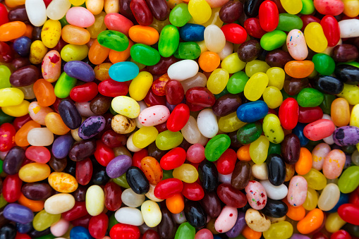 Photo of a pile of multi-colored jelly beans.