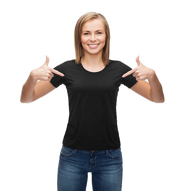 istock woman in blank black t-shirt 516638665