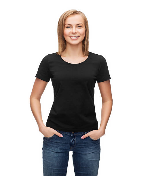 istock woman in blank black t-shirt 516638751