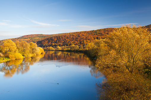 Autumn landscape near the Berounka river in Dobrichovice