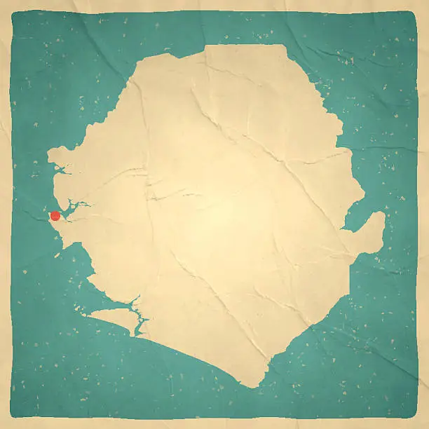 Vector illustration of Sierra Leone Map on old paper - vintage texture