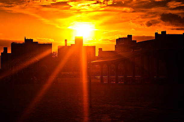 Sunset over Brooklyn Beach stock photo