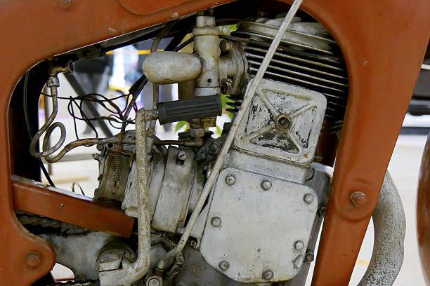 istock Close up view of old motorcycle engine 516651170