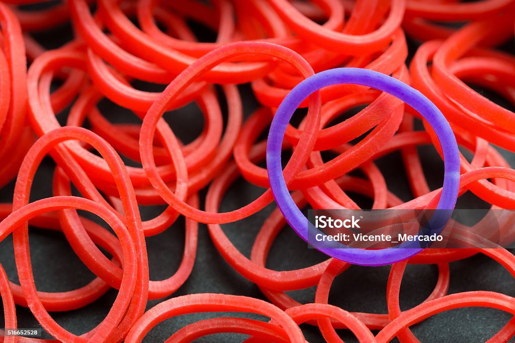 Purple Red Rubber Bands Over Black Stock Photo - Download Image Now - Black  Background, Circle, Extreme Close-Up - iStock