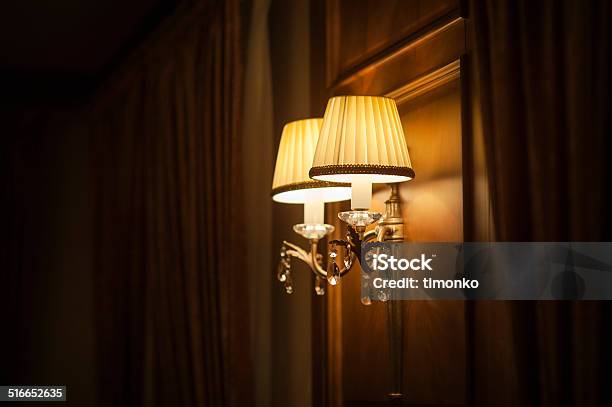 Elegant Vintage Wall Lamp Stock Photo - Download Image Now - Architecture, Backgrounds, Dark