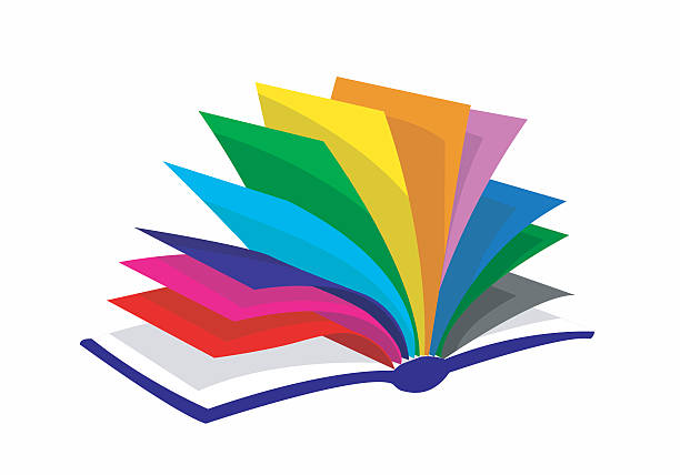 colourfull book make history in colourfull book newspaper pile stock illustrations