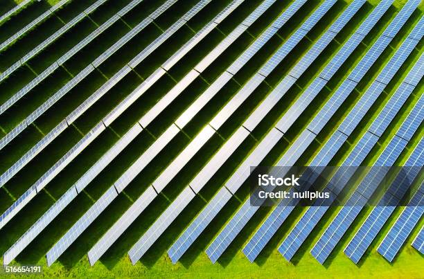 Aerial View Of Solar Power Station Stock Photo - Download Image Now - Solar Power Station, Aerial View, Solar Panel