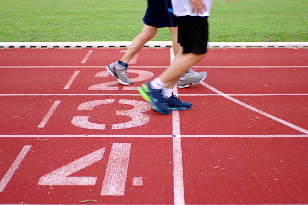 istock Running track exercise, Abstract success, number one 516654233