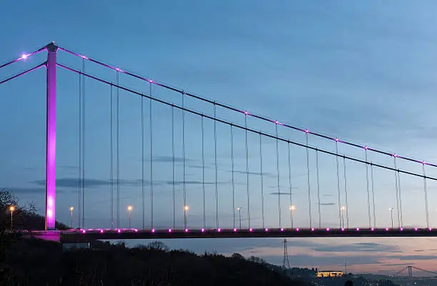 Fatih Sultan Mehmet Bridge at night. Istanbul / Turkey