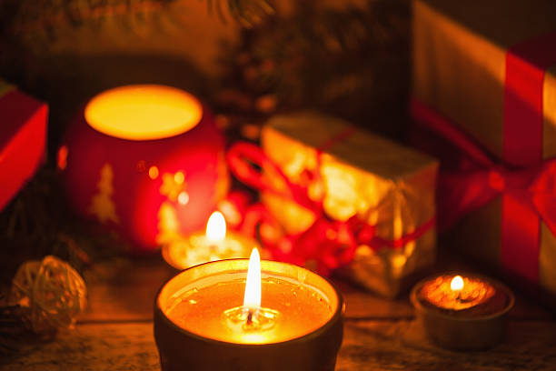 istock Christmas decoration with candles and presents 516654973