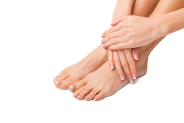 istock Woman with her feet and hands done 516655010