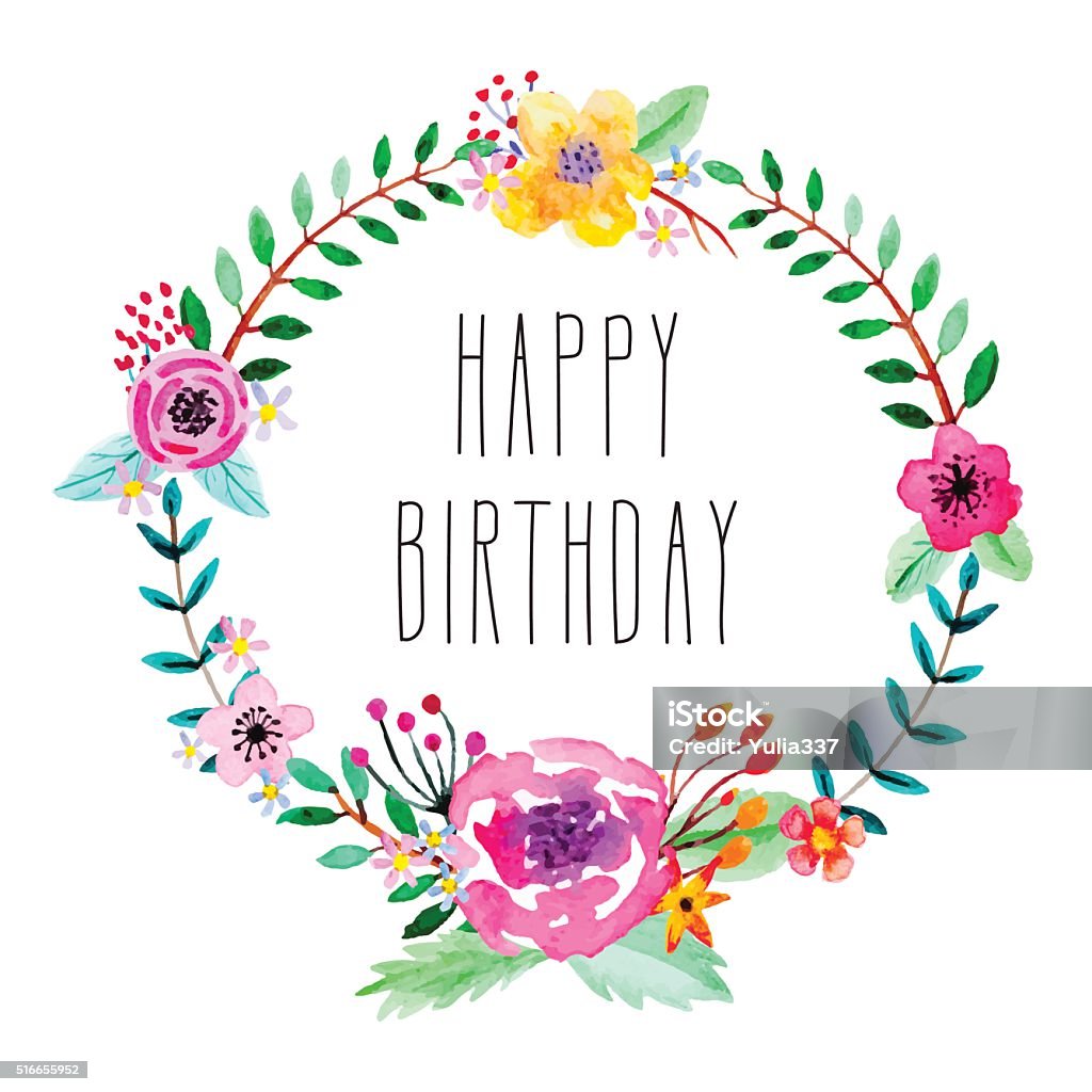Floral Birthday Card Stock Illustration - Download Image Now ...