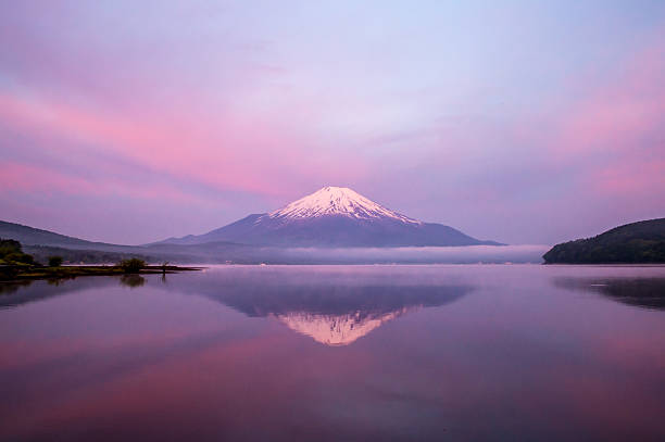The morning glow Fuji at Lake Yamanaka