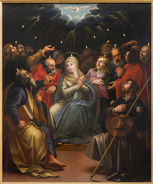 istock Mechelen - The paint op Pentecost scene in Janskerk. 516657273