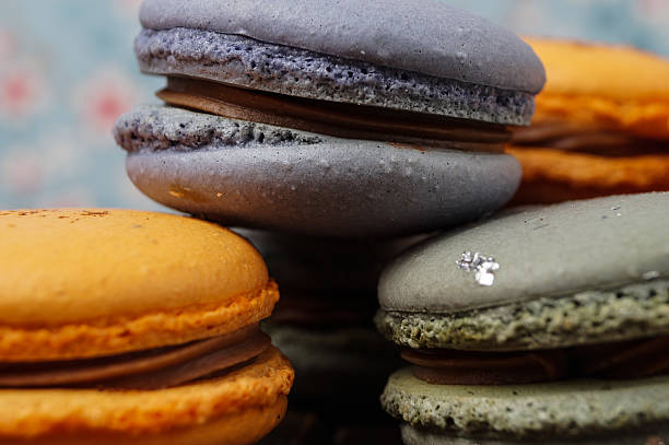 orange and blue macaroons