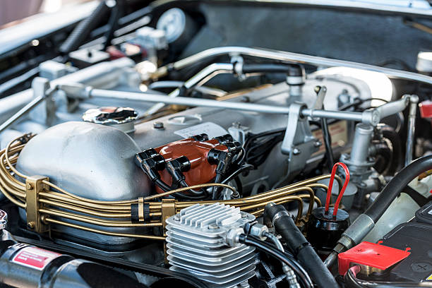 istock Detail of a vintage car engine 516657591