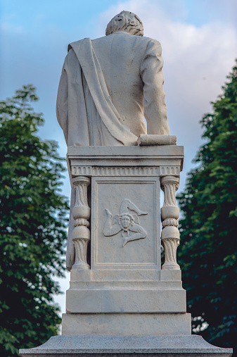 Statue of national hero Giuseppe La Farina, located in Piazza Solferino in Turin, Italy.