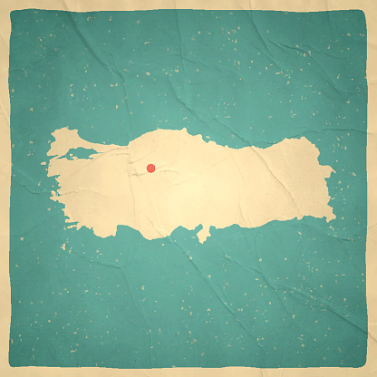 Turkey Map on old paper - vintage texture