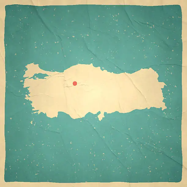 Vector illustration of Turkey Map on old paper - vintage texture