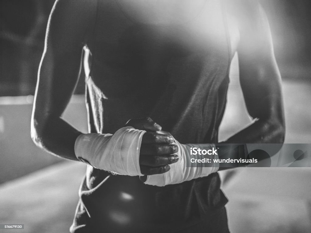 Unrecognizable shot of african-american boxer hands - Royalty-free Boks - Spor Stok görsel