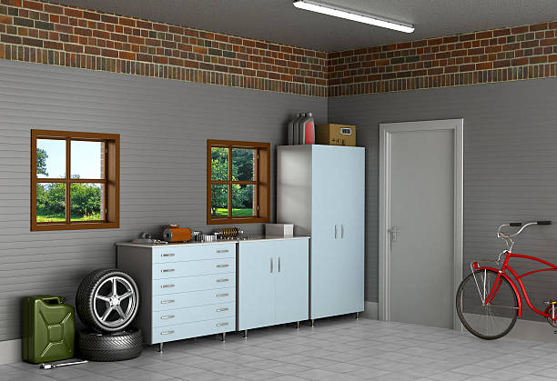 istock The interior suburban garage with car parts. 516679332