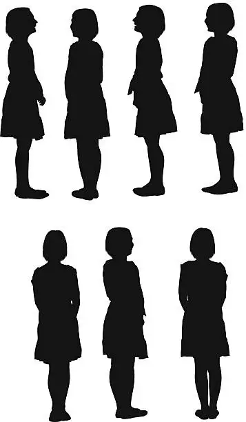 Vector illustration of Various views of little girl