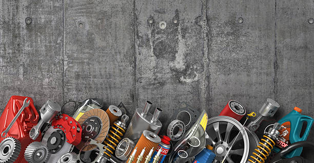 istock Border of auto parts on concrete wall. 516681152