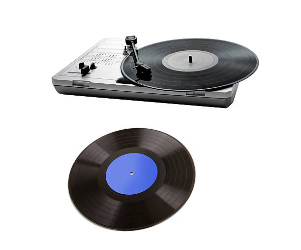 istock Retro portable turntable isolated and vinyl 516681881